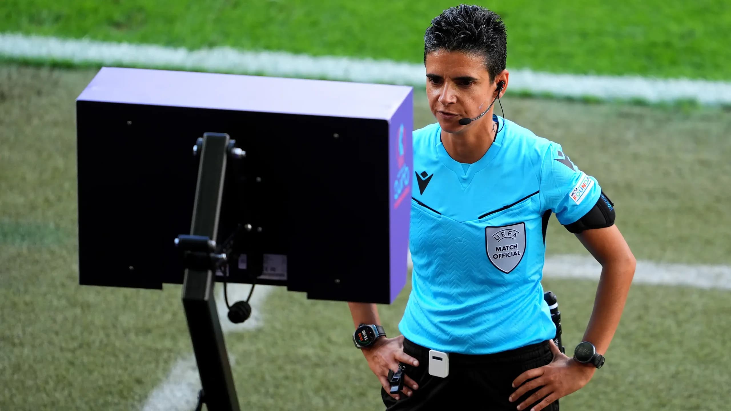 VAR at AFCON will likely be a repeated talking point - referee in-front of VAR screen