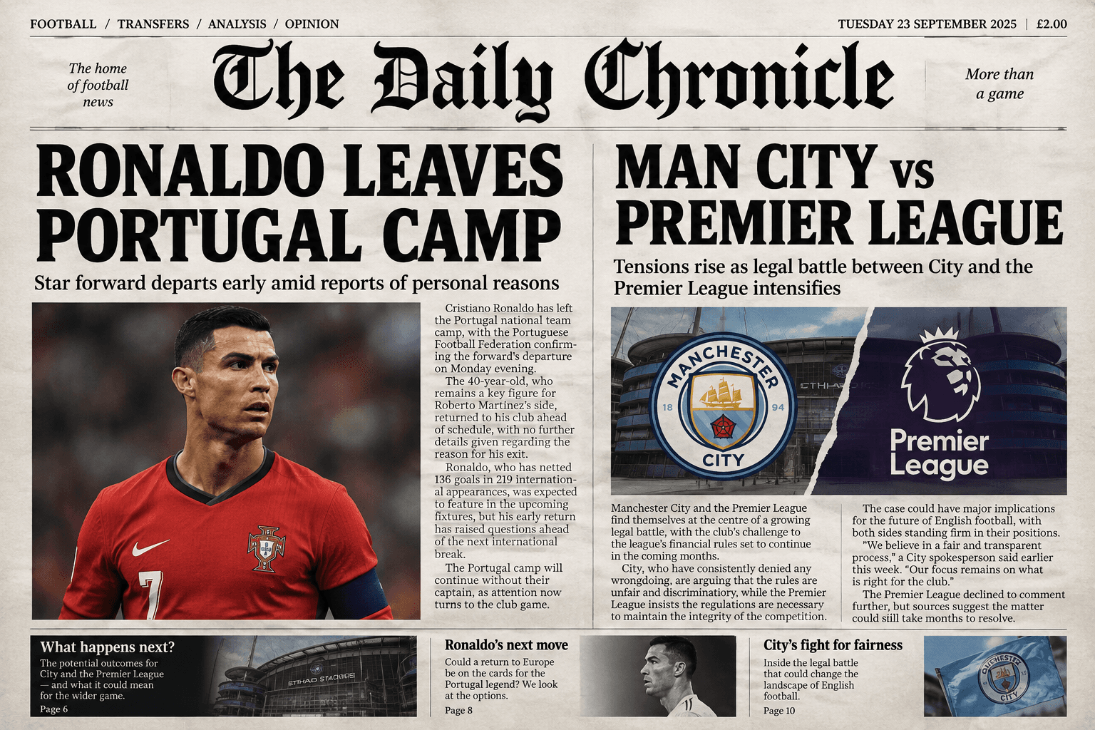 Cristiano Ronaldo, Manchester City, Premier League